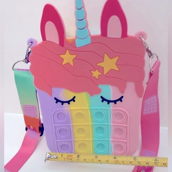 Kids Unicorn Pop It Shoulder Bag With Adjustable Straps - Picture 8 of 9